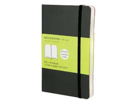 Notitieboek Moleskine pocket 90x140mm blanco soft cover zwart