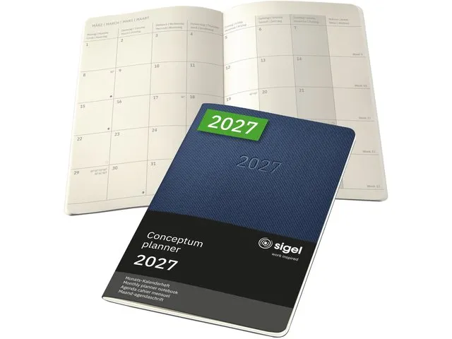 Maandagenda Conceptum A5 2027 (NL/FR/EN/DU) midnight blue Softcover