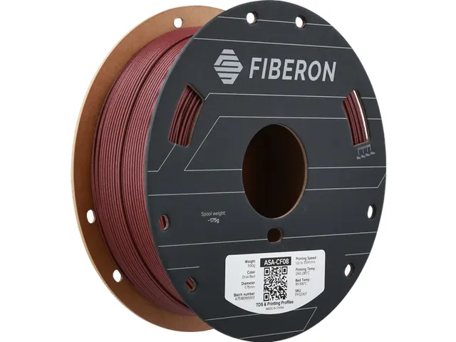 Polymaker 3D filament Fiberon ASA-CF08 1,75 mm Donker Rood 0.5kg