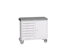 montagetafel 980x1050x600mm linoleumblad 7 laden kast front RAL7035