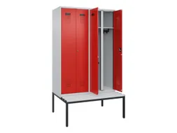 locker met bank,voor scheiding van kleding,HxBxD 2120x1200x815mm,4vak