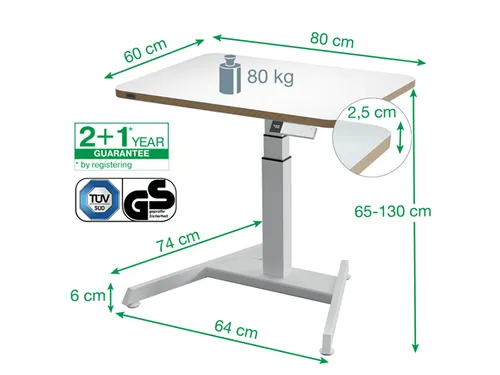 Zit-Sta bureau 80x60cm Leitz Ergo elektrisch klein