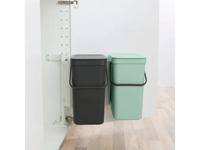 Inbouwafvalemmer Sort & Go 2x12 Liter Jade Donkergrijs