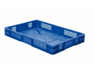 Euronorm-stapelbak 14.5l 75x600x400mm Wanden/bodem Opengewerkt Blauw - 1