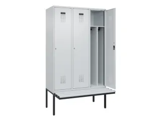 locker met bank,voor scheiding van kleding,HxBxD 2120x1200x815mm,3vak - 1