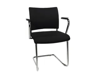 Bezoekersstoel Armleuningen Zwart Stof 450x480x450mm Sledeframe - 2
