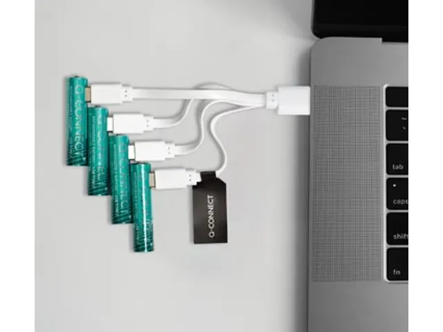 Q-CONNECT USB-C herlaadbare batterijen AAA, blister van 4 stuks