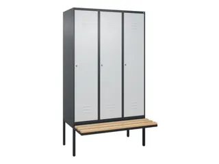 locker met bank,HxBxD 2120x1200x815mm,3vak,vak B 400mm,cil.-slot - 1