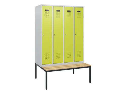 locker met bank,HxBxD 1950x1200x815mm,4vak,vak B 300mm,cilinderslot