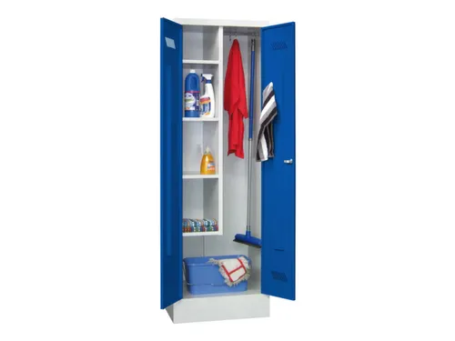 Schoonmaakkast HxBxD 1850x600x500mm Cilinderslot RAL7035 Front RAL5010