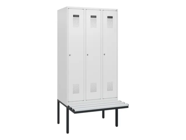 locker met bank,HxBxD 1950x900x815mm,3vak,vak B 300mm,cilinderslot