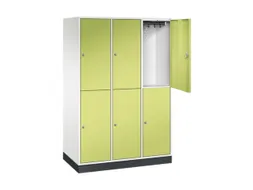 Dubbeldekse garderobekast,HxBxD 1950x1220x600mm,3x2vak.,vak B 360mm