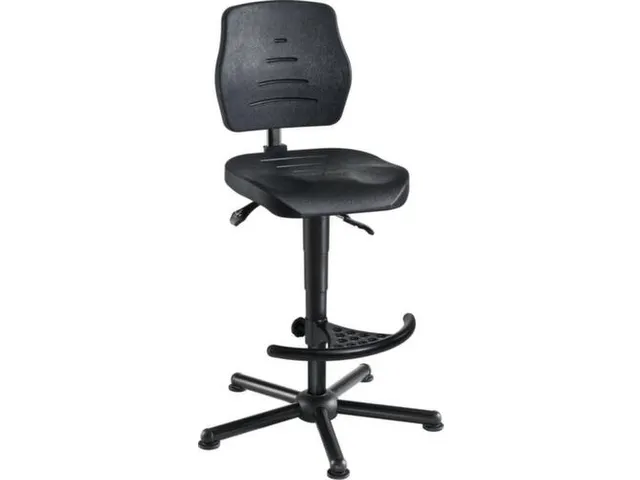 Werkplaatsstoel,standaardzitting zwart,PU-schuim