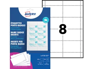 Badgekaart Avery L4728-20 60x90mm microperforatie 160 stuks - 1