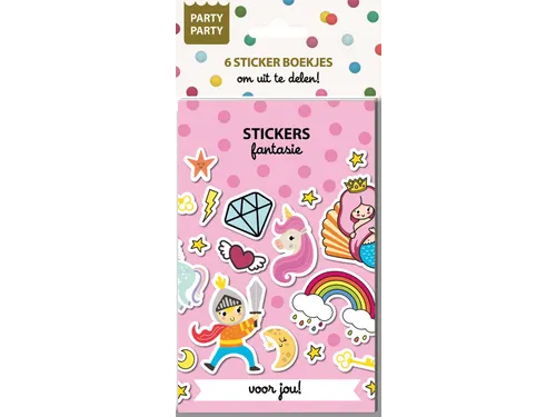 Interstat Party Party Sticker uitdeelboekjes Fantasie 6 stuks