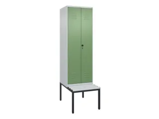 PBM-locker met bank,HxBxD 2120x600x815mm,2vak,vak B 300mm,draaigrendel - 1