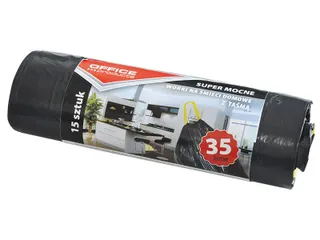 vuilniszak met trekkoord 46x56cm 35L 25 micron LDPE zwart 15 stuks - 1