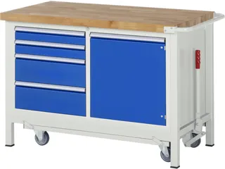 Werkbank 880x1250x700mm Beukenhouten Werkblad 4laden Kast - 1