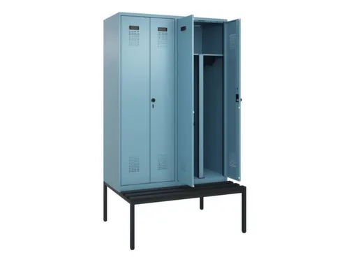 PBM-locker met bank,HxBxD 2120x1200x815mm,4vak,vak B 300mm