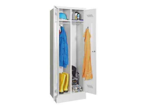 garderobekast,HxBxD 1850x600x500mm,2vak,RAL7035,front RAL7035
