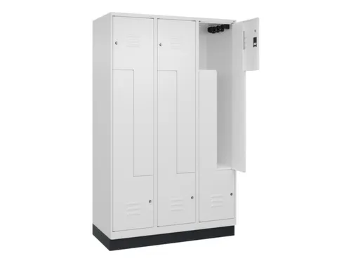 Z-garderobekast,HxBxD 1950x1200x500mm,vak B 200/400mm,cil.-slot,sokkel