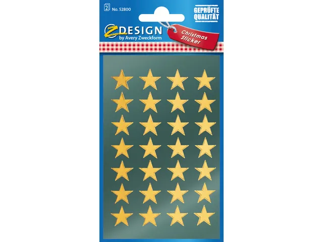 etiket Z-design Christmas pakje a 2 vel gouden sterren