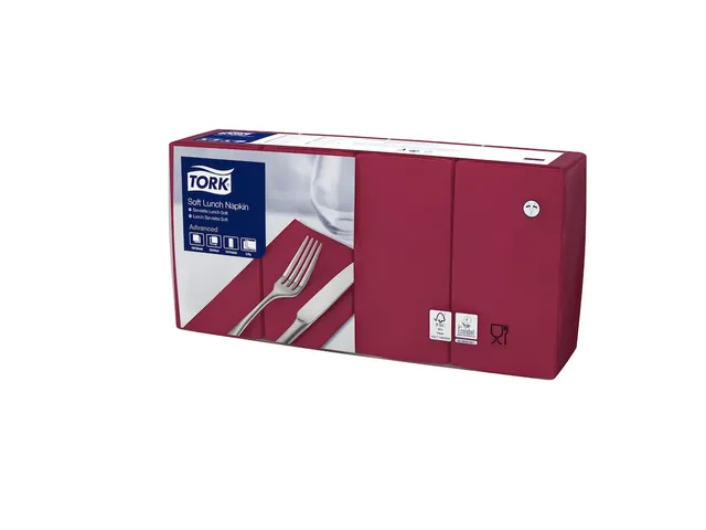 Tork 477418 Soft Lunchservet Advanced Bordeaux 33x33cm