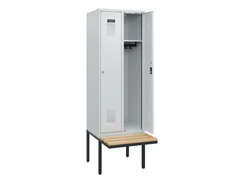 locker met bank,HxBxD 1950x600x815mm,2vak,vak B 300mm,cilinderslot