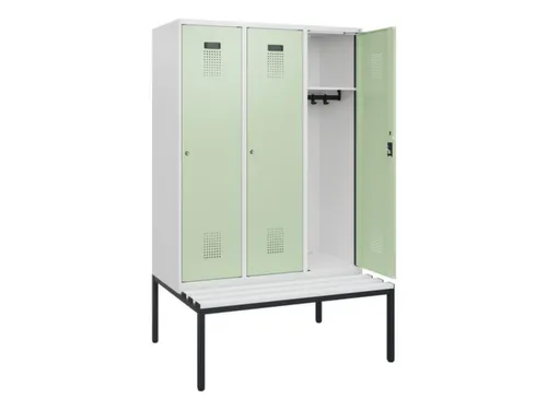 locker met bank,HxBxD 1950x1200x815mm,3vak,vak B 400mm,cilinderslot
