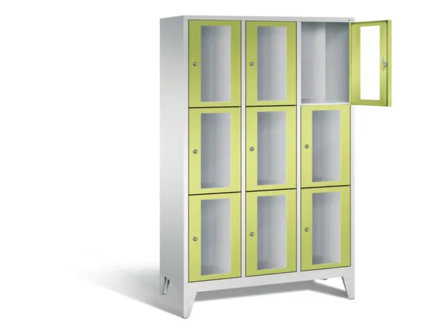 lockerkast 1850x1200x500mm 3x3 vakken Cilinderslot Poten, RDS1108060