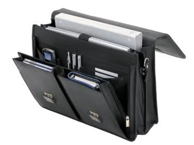 Aktetas Alassio veneto 22x42x10 cm zwart kunstleer