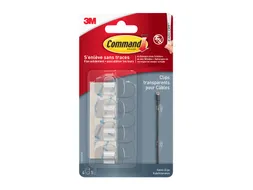 Kabelklem Command rond incl bevestigingsstrips transparant 4 stuks