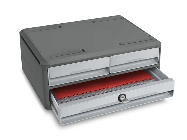 Ladenkast CEP MooveUp Secure A4 plastic 3 lades lichtgrijs/donkergrijs