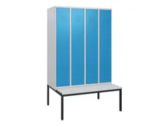 locker met bank,HxBxD 1950x1200x815mm,4vak,vak B 300mm,cil.-slot