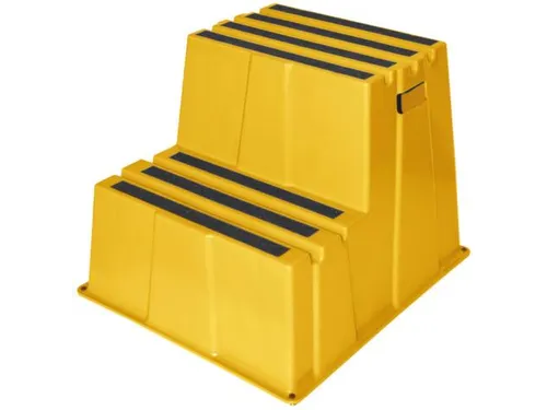 opstapje,bordes H 500mm,2treden m. antislipmatten,HDPE,geel