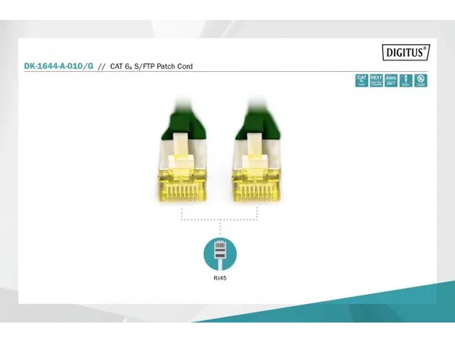 CAT 6A S-FTP patchkabel Cu LSZH AWG 26/7 Lengte 1m Groen