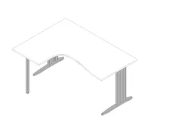 hoekbureau 730x1600x1200mm blad wit verdieping links C-voet aluminium