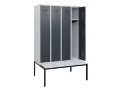 locker met bank,HxBxD 1950x1200x815mm,4vak,vak B 300mm,cilinderslot