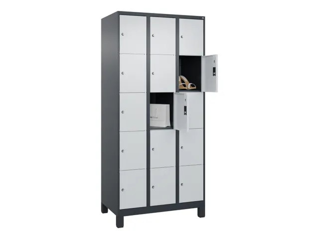 lockerkast,HxBxD 1950x900x500mm,3x5vakken,vak B 300mm,cil.-slot,voeten