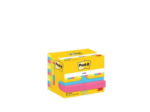 Memoblok 3M Post-it 653 38x51mm neon assorti kleur 12 stuks