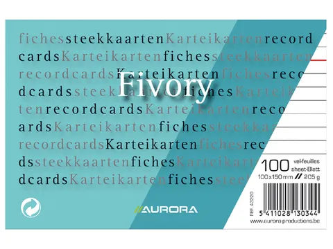 Systeemkaart Aurora 150x100mm lijn met rode koplijn 210gr wit 100 vel