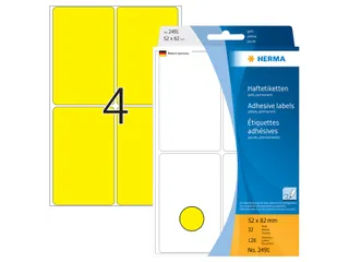 HERMA 2491 Universele etiketten 52x82mm Geel 128 stuks - 1
