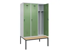 locker met bank,voor scheiding van kleding,HxBxD 2120x1200x815mm,3vak