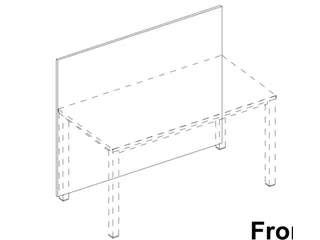 baliepaneel,v. bureau,aanbouw achter,B 1600mm,CC-zwart,BN8078-grijs - 2