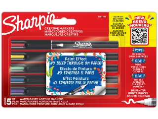 Creatieve marker Sharpie brushpunt assorti blister à 5 stuks - 2