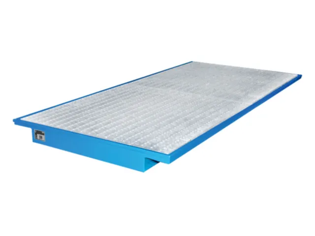 ophangbak,opvangvol. 200l,HxBxD 130x2650x915mm,m. rooster,staal