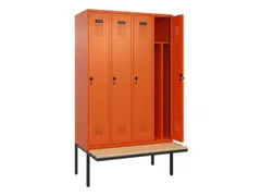 locker met bank,voor scheiding van kleding,HxBxD 2120x1200x815mm,4vak