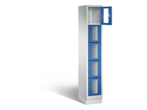 Lockerkast 1800x320x500mm 1x5 vakken Cilinderslot, Sokkel, RAL5010