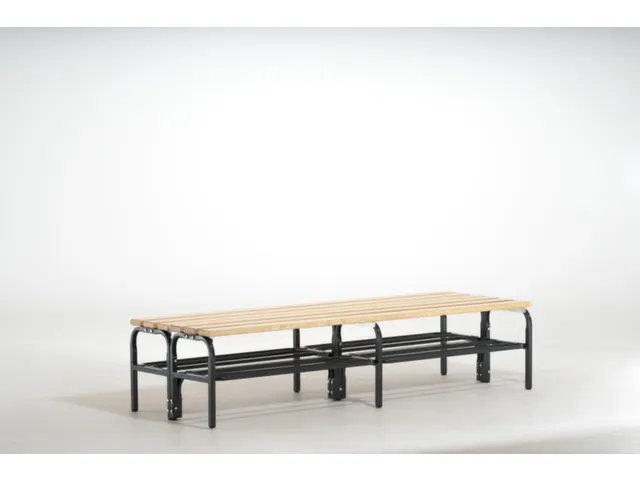 banc double HxLxP 450x1500x700mm barrettes en bois RAL7016