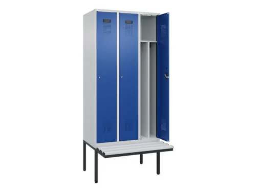 locker met bank,voor scheiding van kleding,HxBxD 2120x900x815mm,3vak